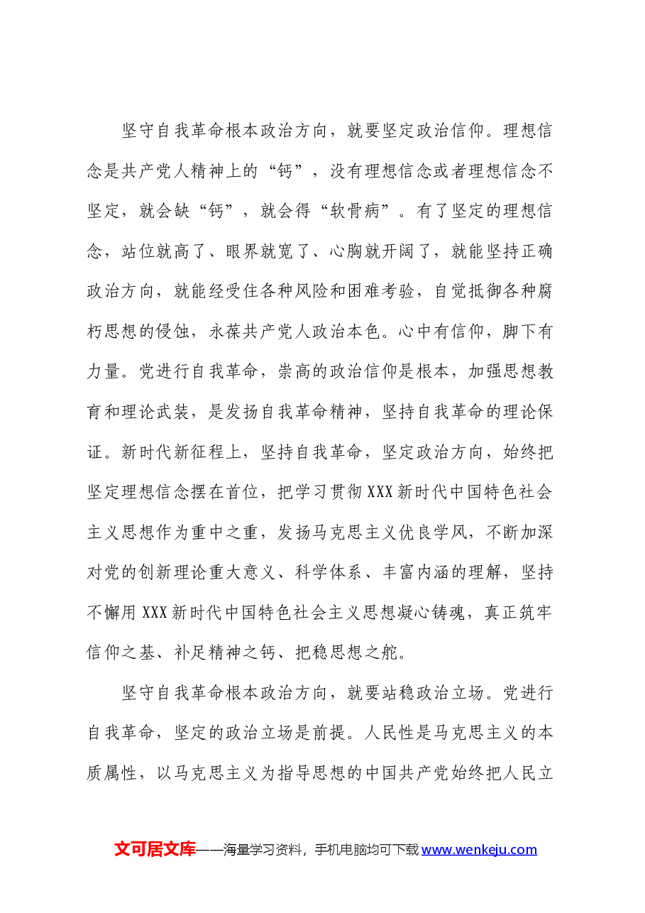 党课:以党的政治建设为统领 坚守自我革命根本政治方向.docx,第3页预览