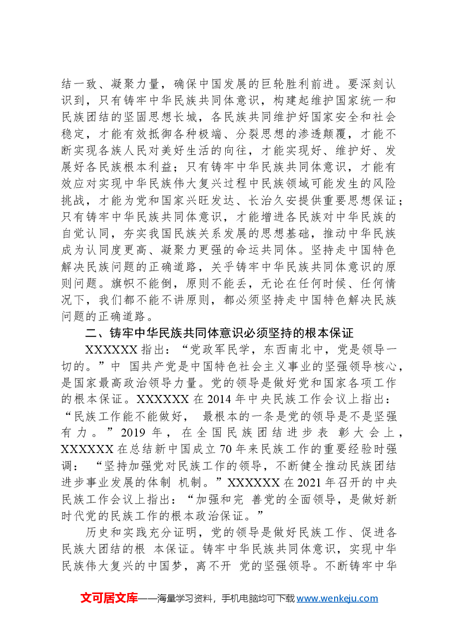 党课讲稿:铸牢中华民族共同体意识,做好新时代党的民族工作(民族团结).docx,第2页预览