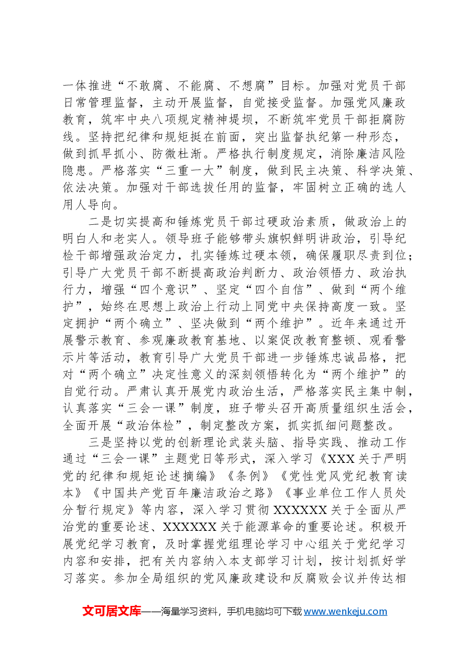 党支部关于纪检工作开展情况的汇报.docx,第2页预览