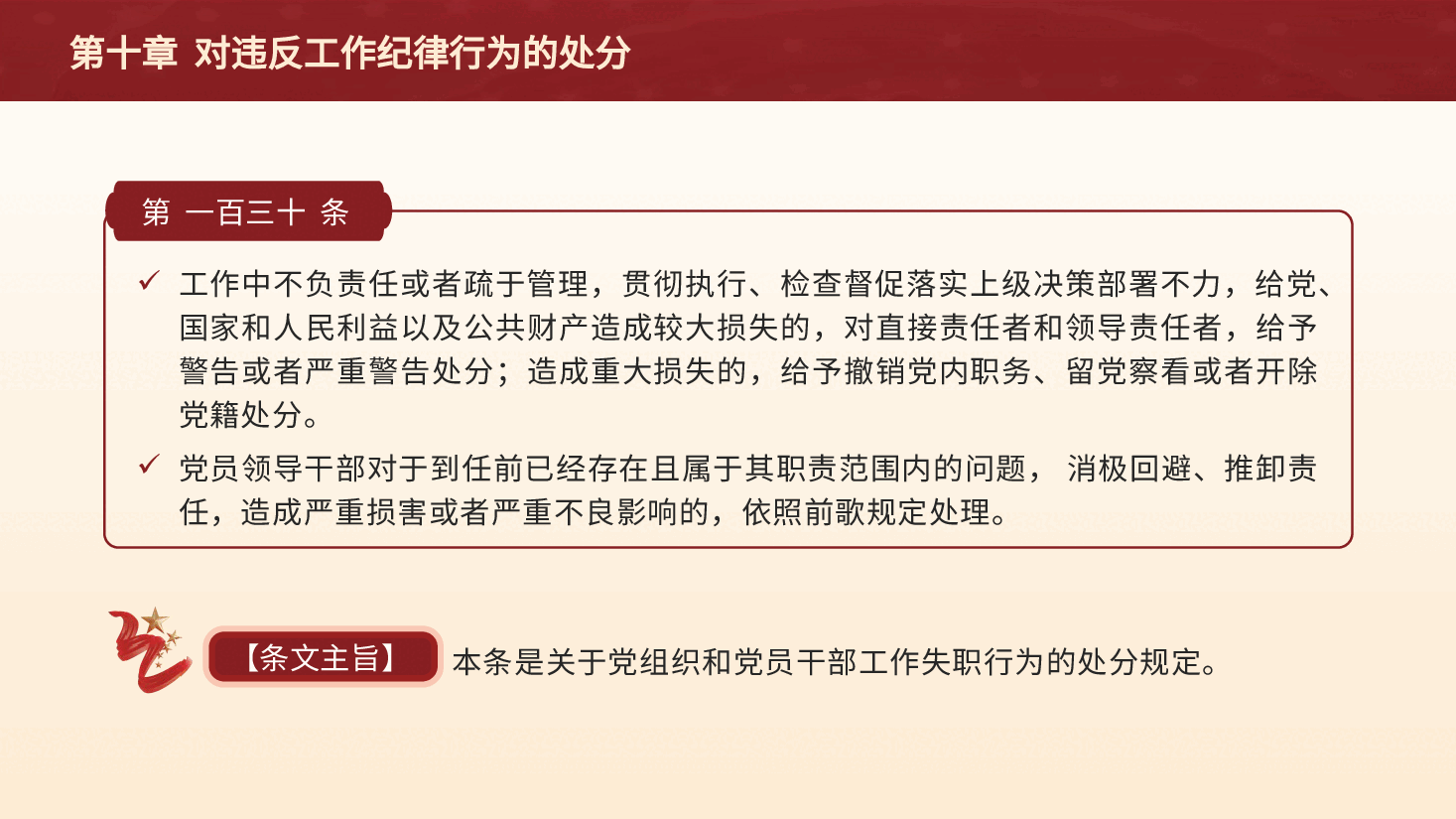 党纪党课ppt+讲稿:解读纪律处分条例第十章对违反工作纪律行为的处分.pptx,第3页预览