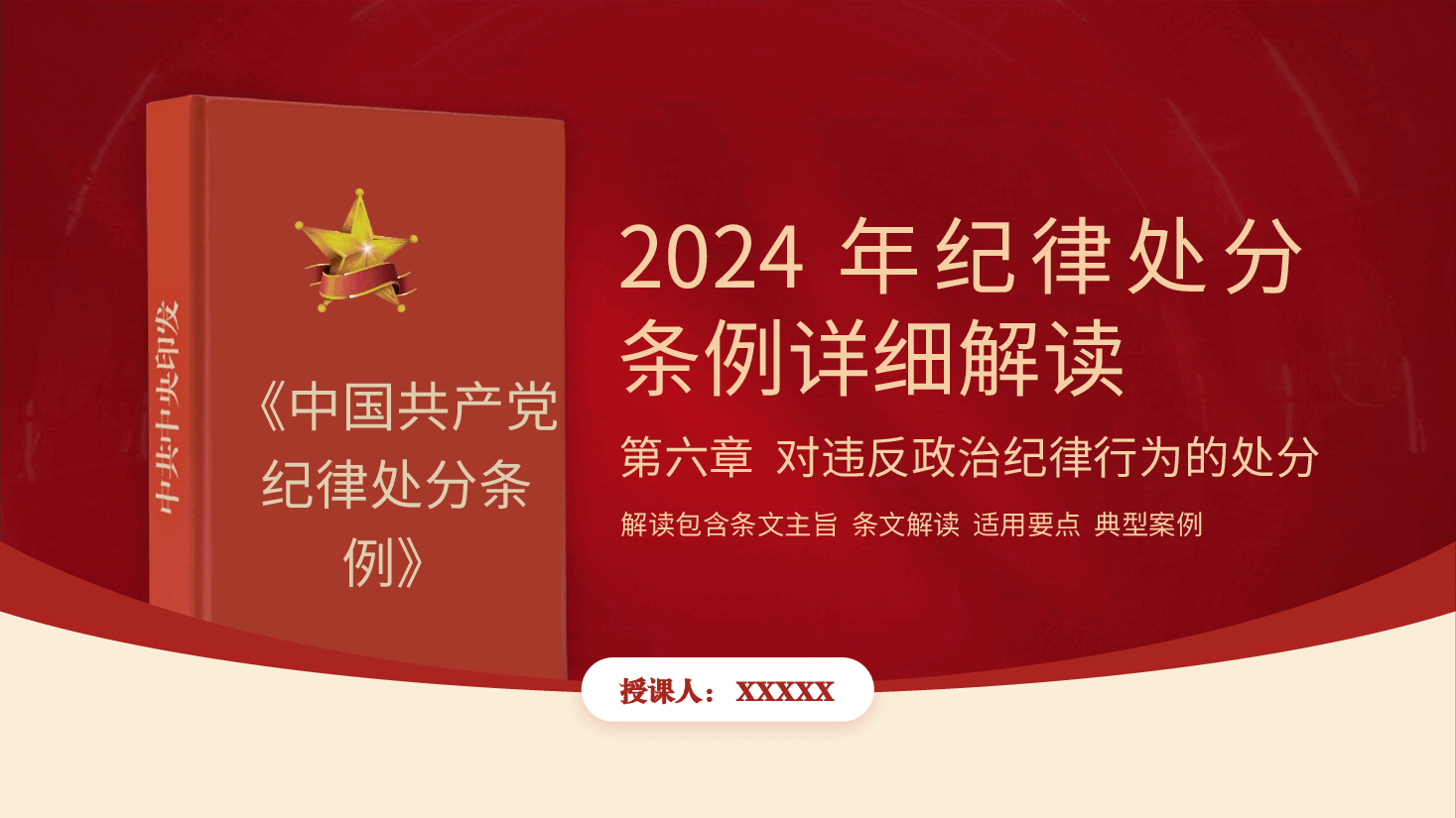 党纪党课ppt+讲稿:解读纪律处分条例第六章对违反政治纪律行为的处分.pptx,第1页预览
