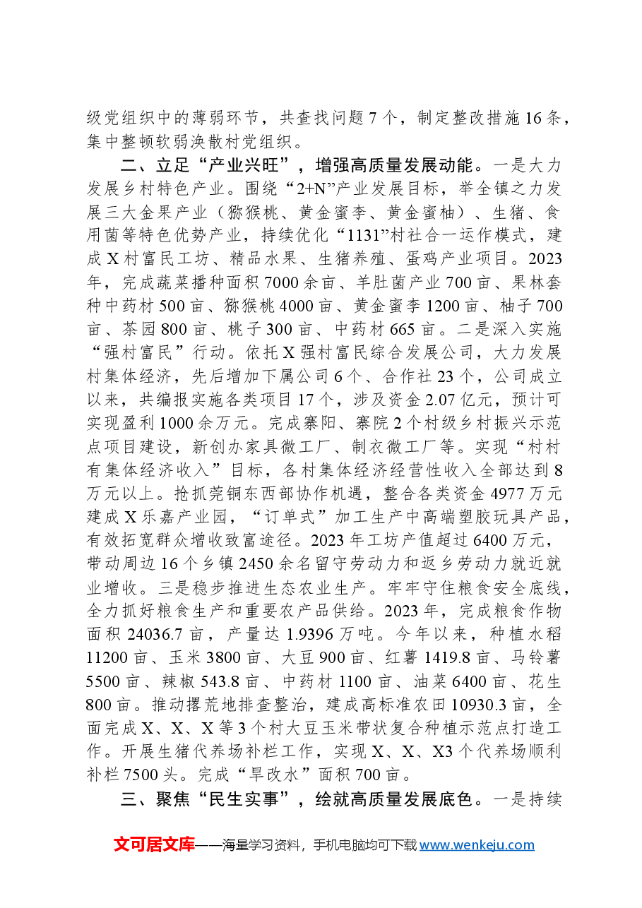 镇党委书记在党建工作晒成绩、亮任务、谈思路工作交流会上的发言.docx，第2页预览