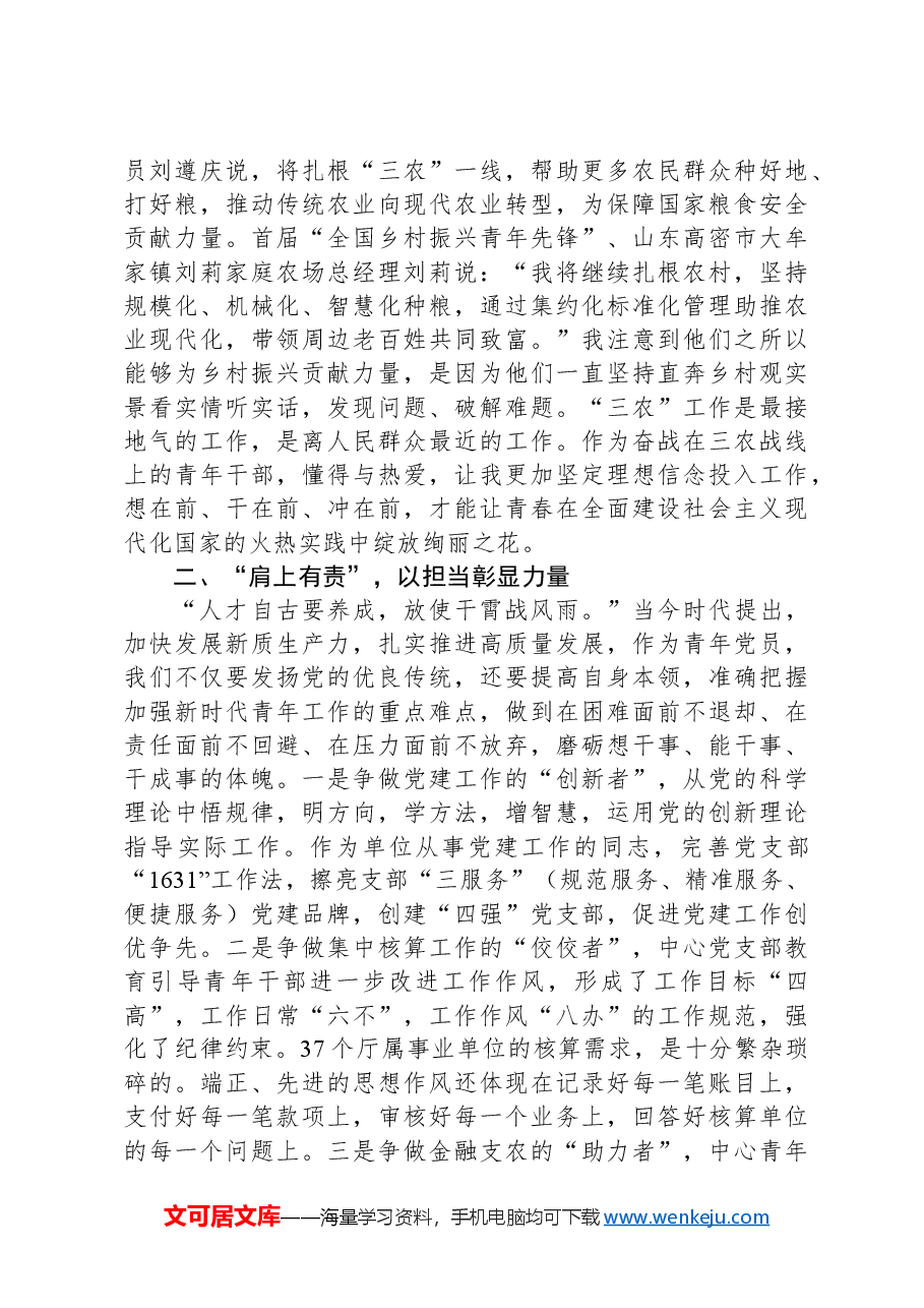 “青年挺膺担当、乡村振兴有我”主题团日座谈会发言材料.docx,第2页预览