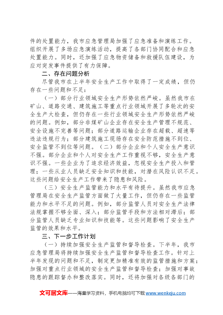市应急局2024年上半年安全生产工作总结.docx,第2页预览