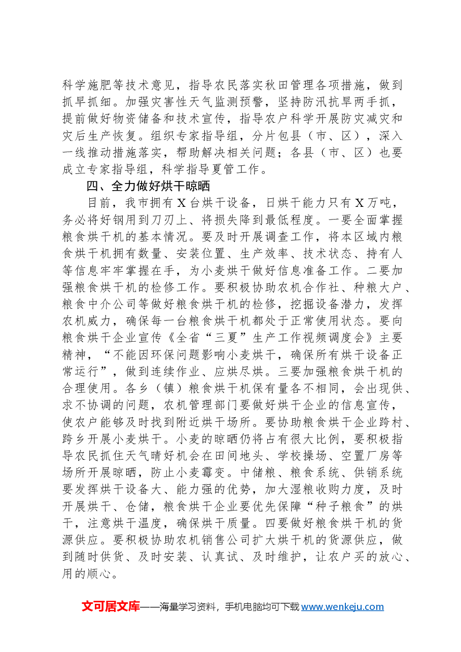 在全市“三夏”生产调度会议上的讲话提纲.docx,第4页预览