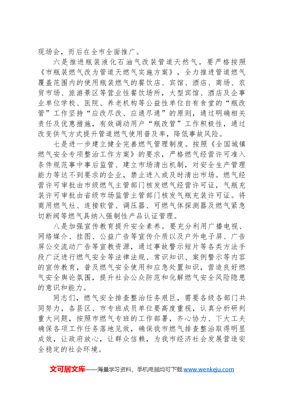 在全市城镇燃气安全专项整治工作部署推进视频会上的讲话.docx,第4页预览
