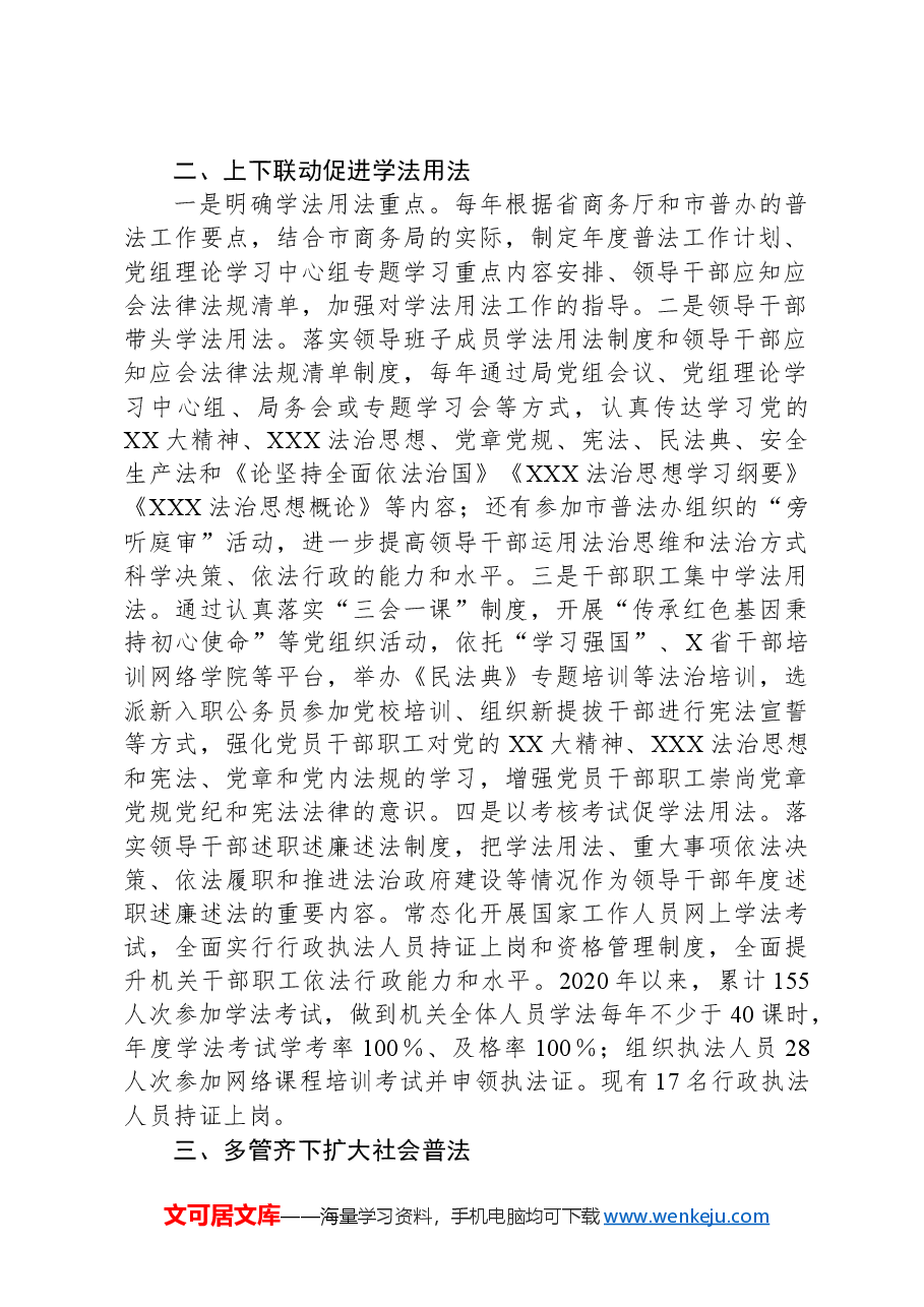 X市商务局近五年普法工作情况总结.docx，第2页预览