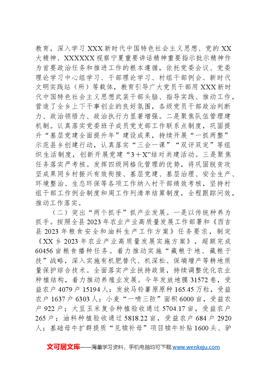 XX乡2023年工作总结暨2024年工作思路.docx,第4页预览