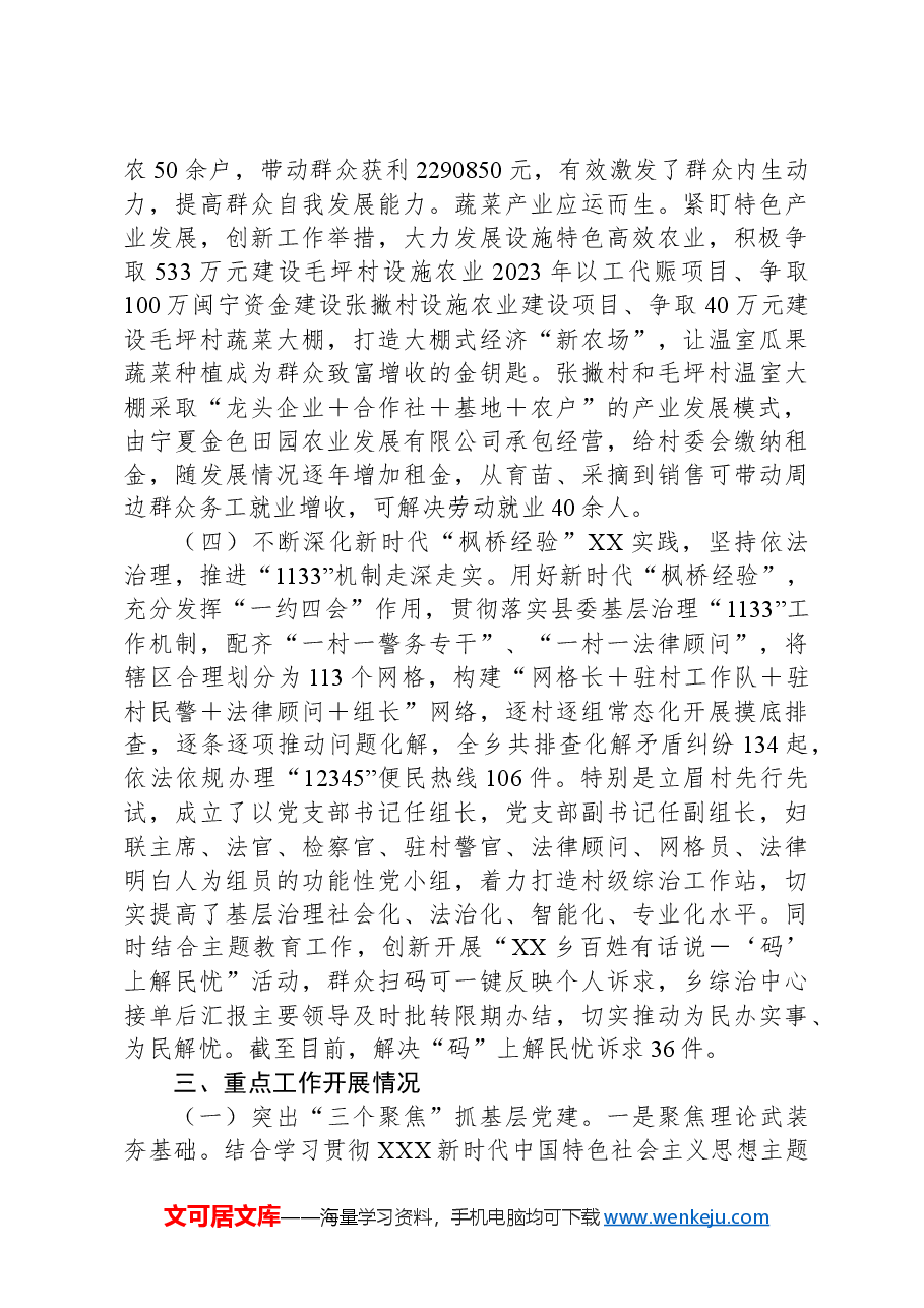 XX乡2023年工作总结暨2024年工作思路.docx,第3页预览