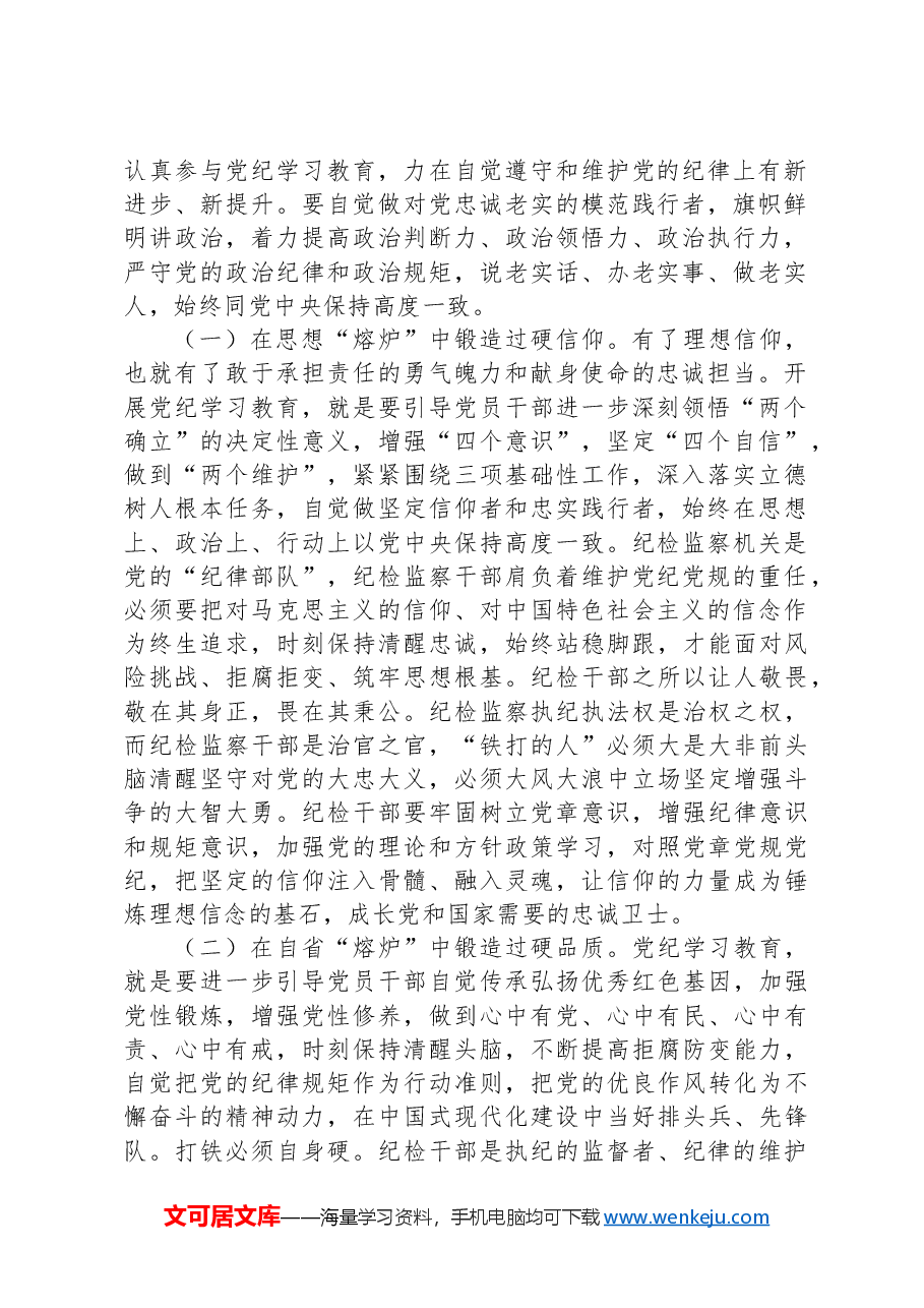 纪检系统党纪学习教育专题辅导讲稿:坚持更高标准、更严要求,准确掌握《条例》主旨要义和规定要求,把党纪学习教育进一步引向深入.docx,第2页预览