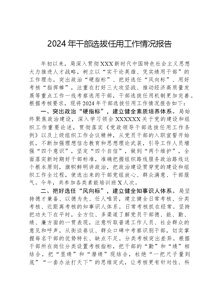 2024年干部选拔任用工作情况报告.docx,第1页预览