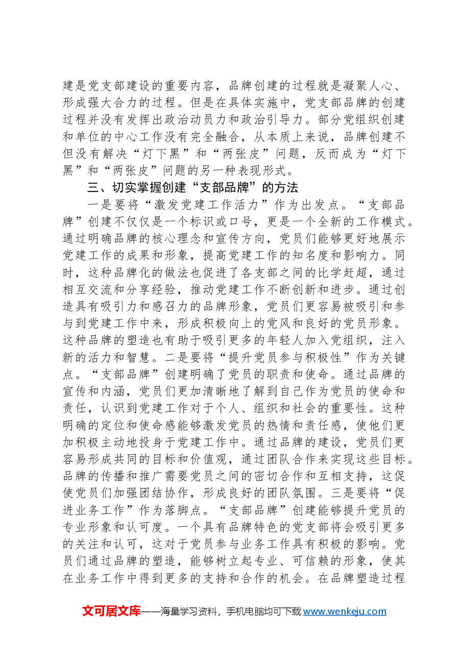 党课:以创建过硬品牌为抓手提升支部建设质量.docx,第3页预览