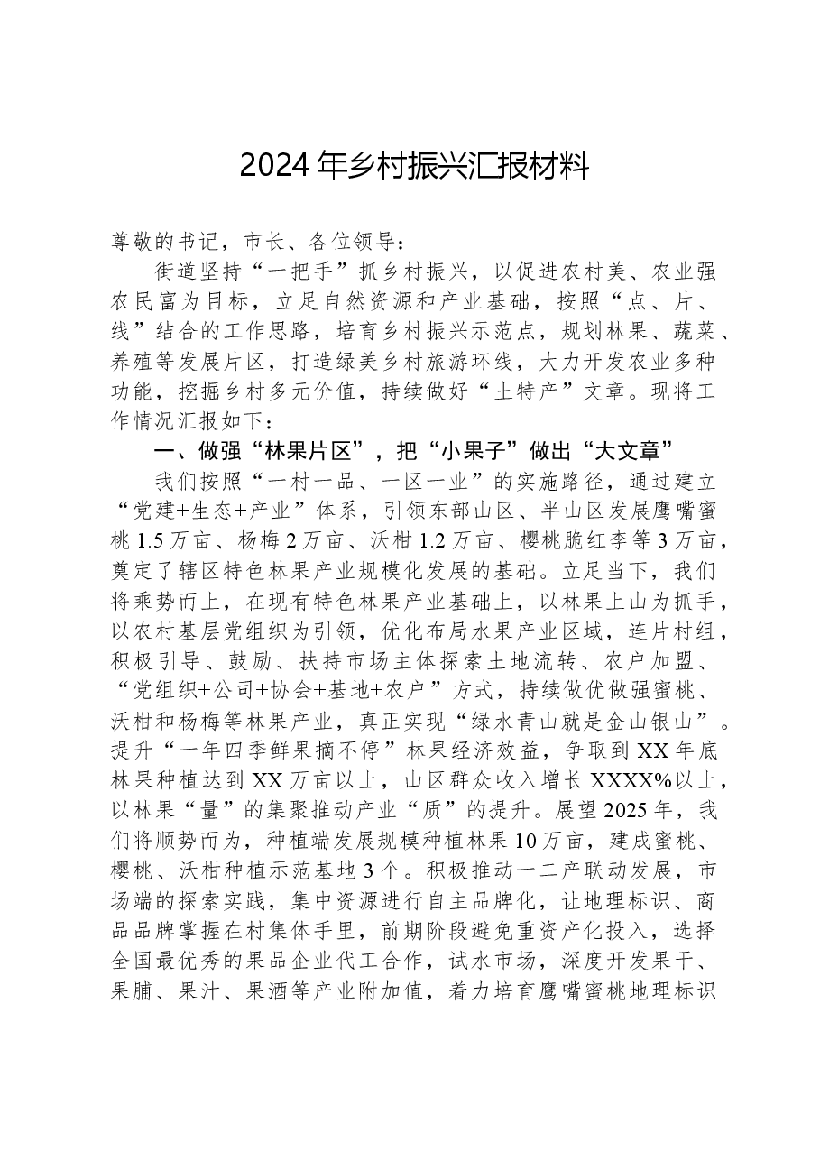 2024年乡村振兴汇报材料.docx,第1页预览