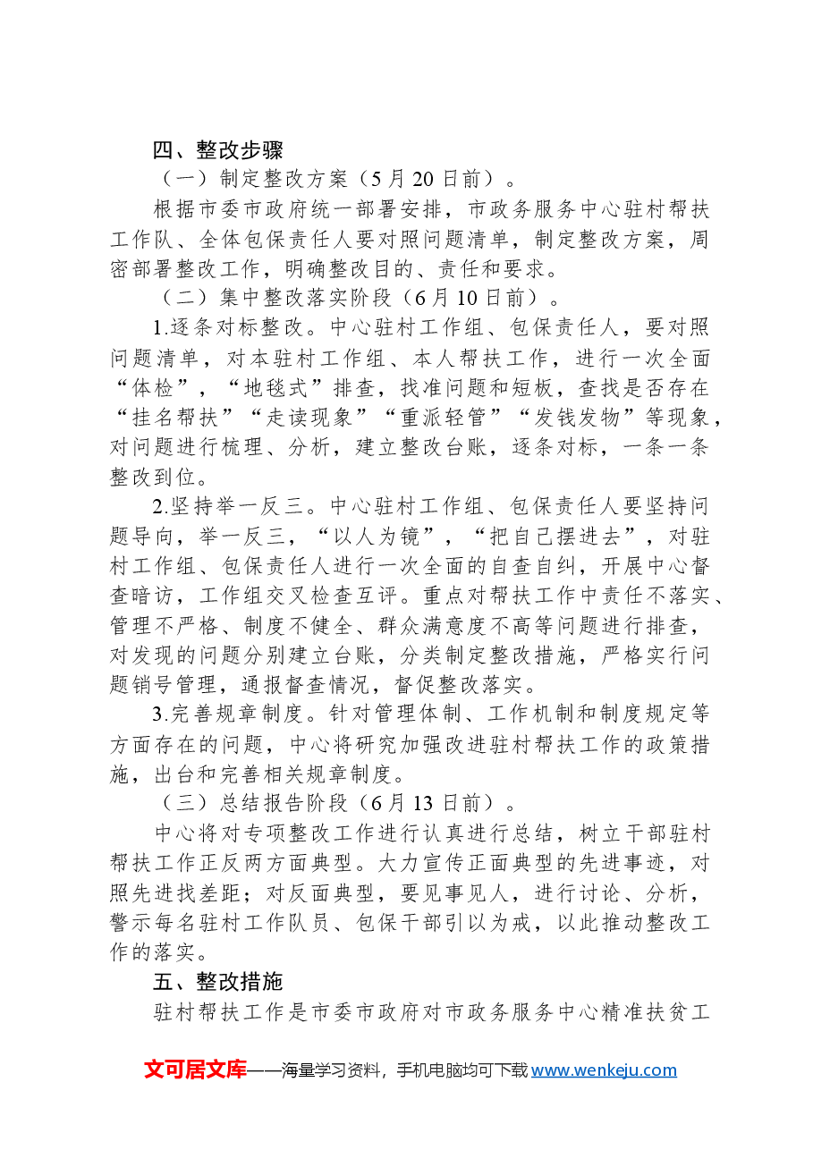 市政务服务中心驻村帮扶问题专项整改实施方案.docx,第2页预览