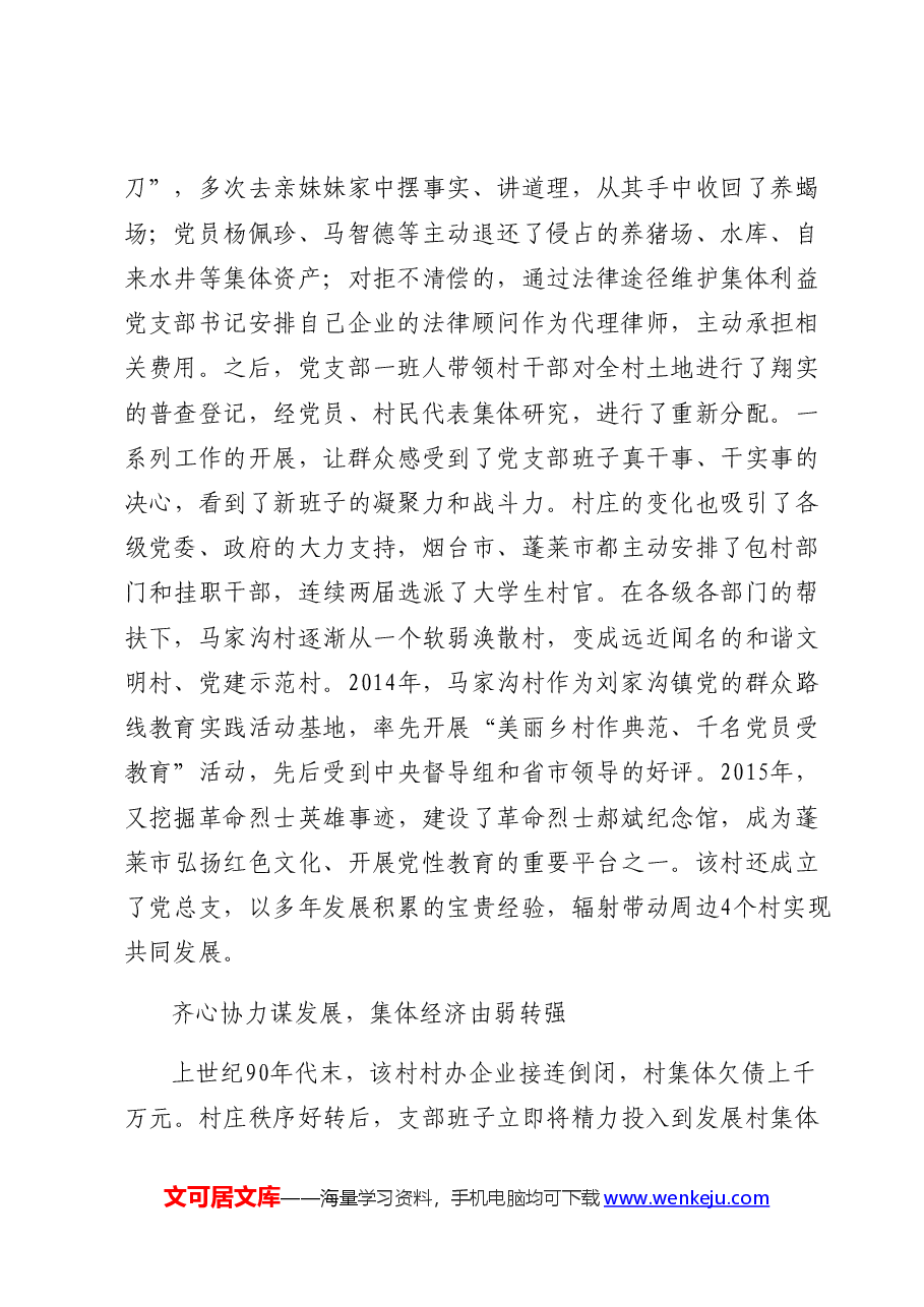 村党支部先进事迹材料.docx,第2页预览