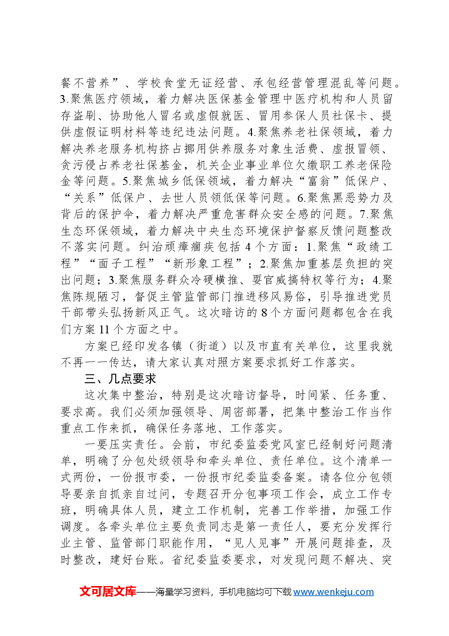 全市群众身边不正之风和突出问题集中整治工作推进会上的讲话.docx，第3页预览