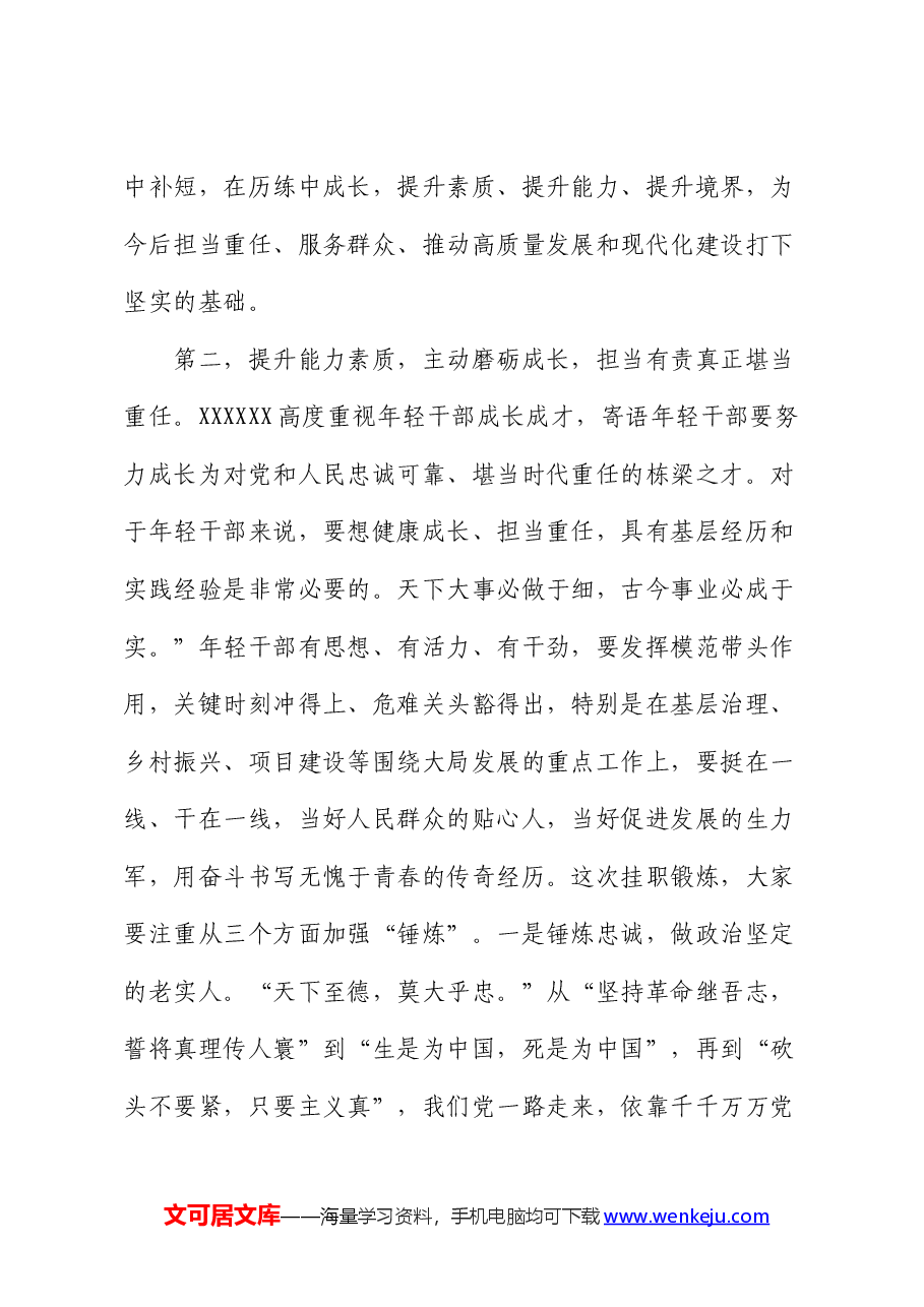 在2024年轻干部挂职锻炼谈话会上的讲话提纲.docx,第4页预览