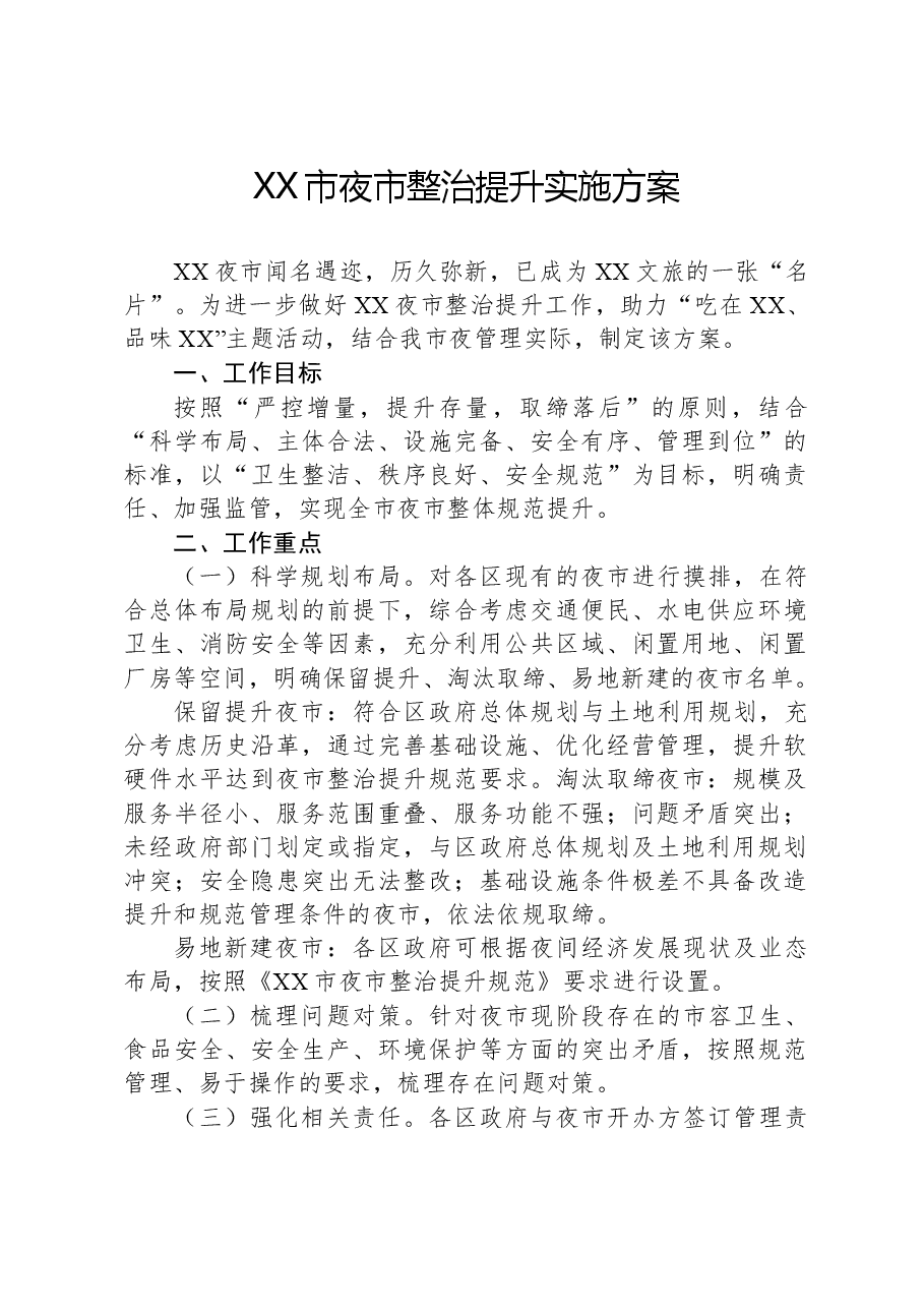XX市夜市整治提升实施方案.docx,第1页预览