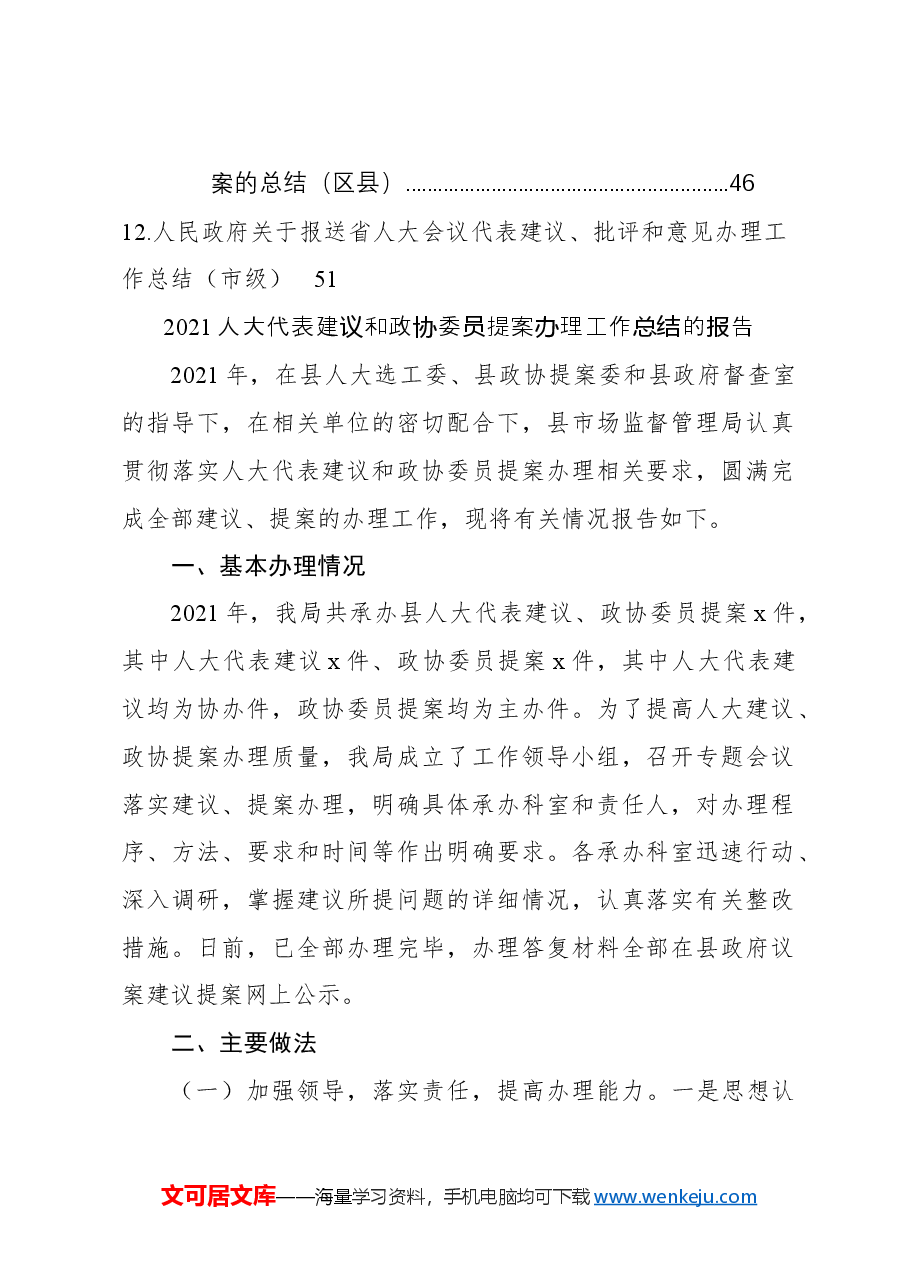 (12篇)人大代表建议和政协委员提案办理工作总结报告.docx,第2页预览