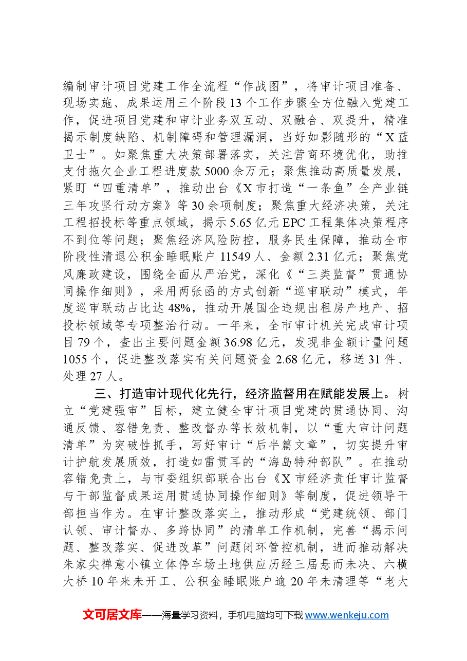 市审计局党建品牌工作经验交流发言.docx,第2页预览