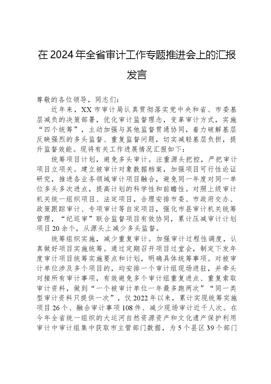 在2024年全省审计工作专题推进会上的汇报发言.docx,第1页预览