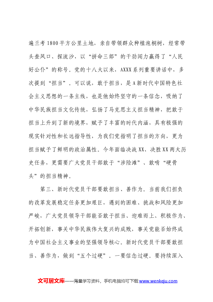 组织部长党课:党员干部要勇担当、善作为.docx,第4页预览