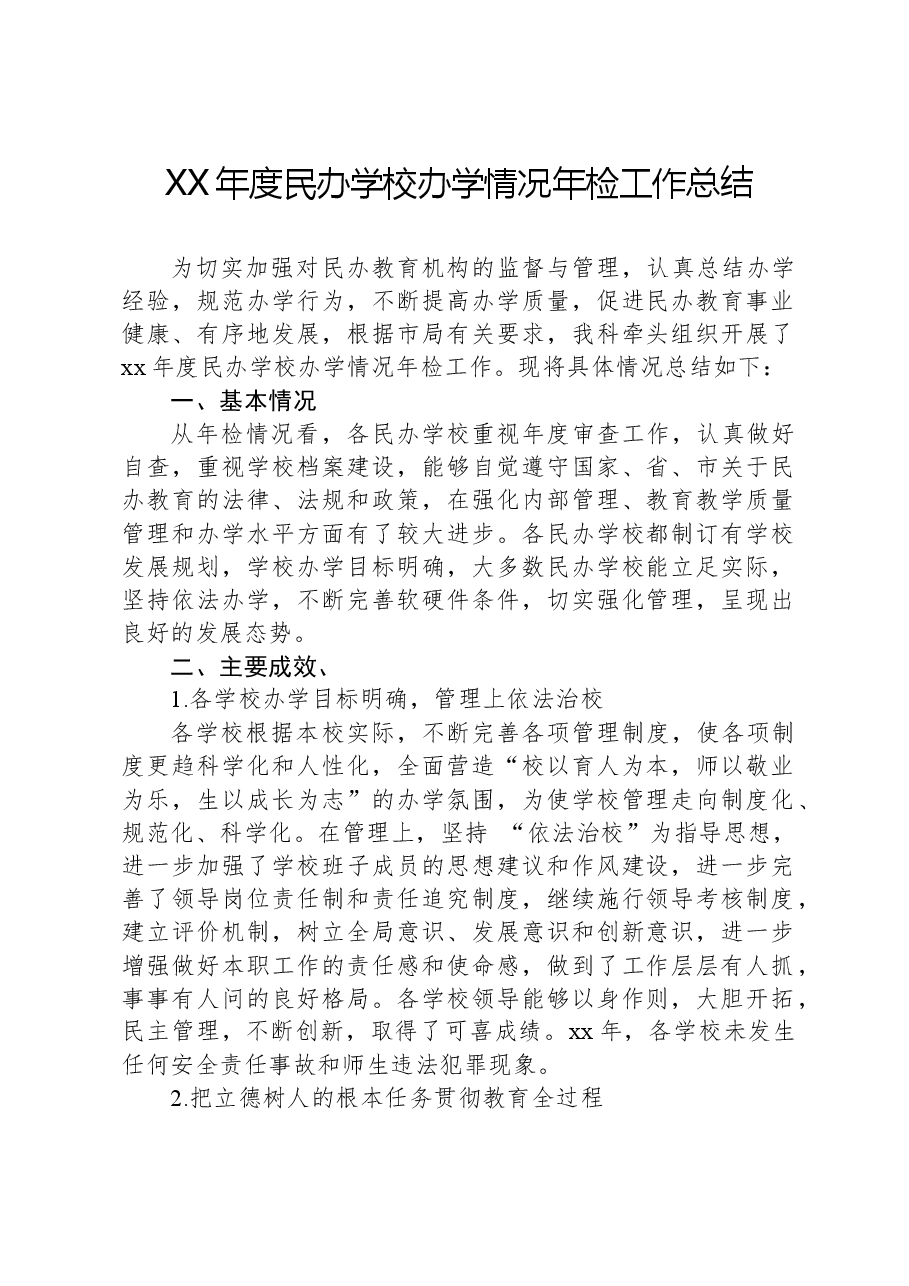 XX年度民办学校办学情况年检工作总结.docx,第1页预览
