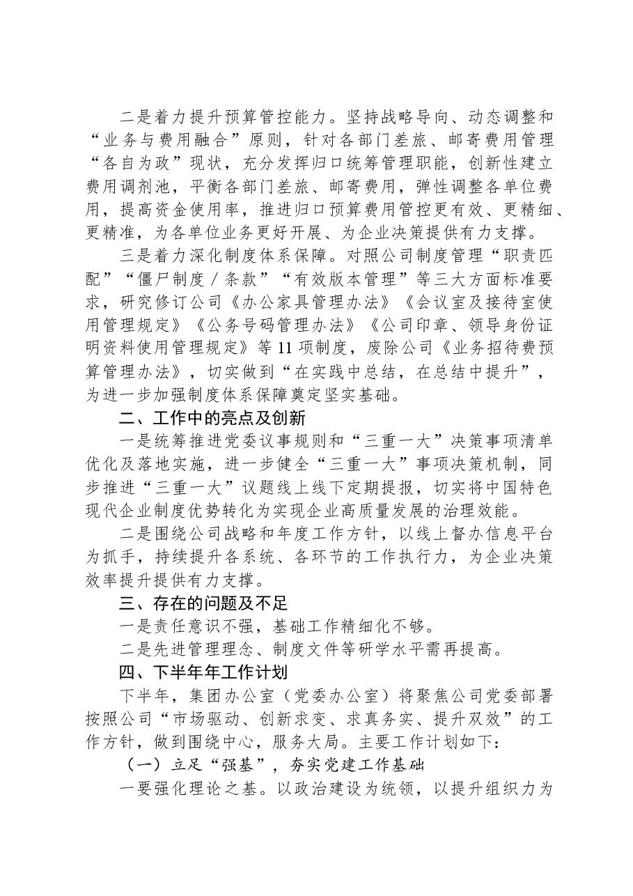 党委办公室2024年上半年工作总结及下半年计划.docx,第3页预览