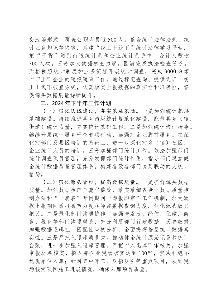 统计局2024年上半年工作总结和下半年工作计划.docx,第3页预览
