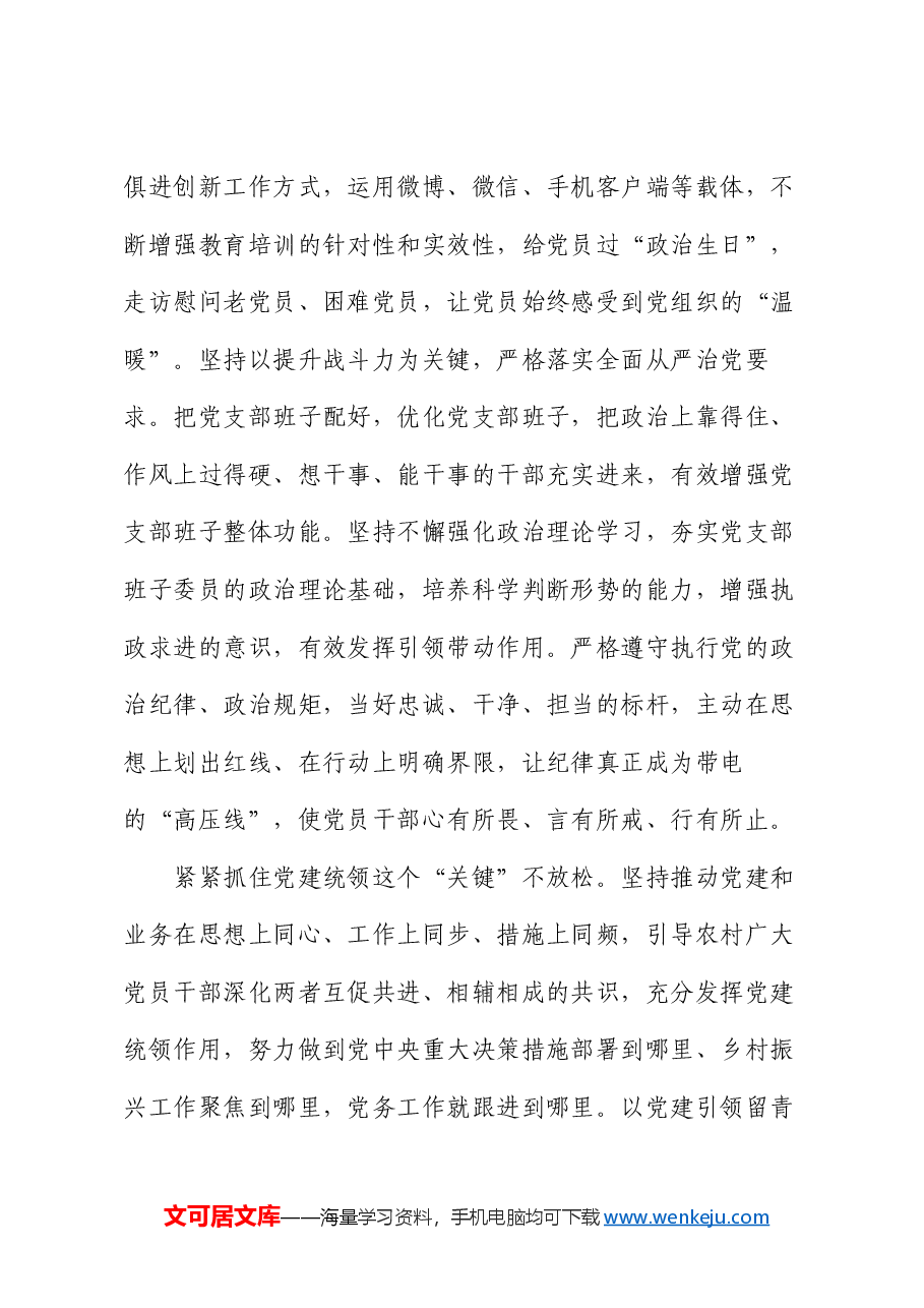在2024年上半年农村基层党建暨专职党务工作者座谈会上的交流发言.docx,第4页预览