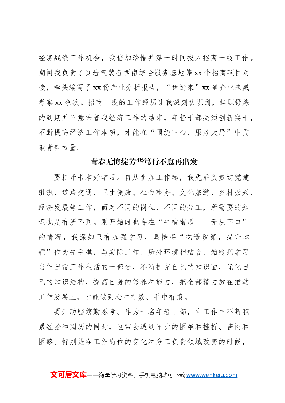 （12篇）在全县年轻干部座谈会上的发言材料汇编.docx，第3页预览