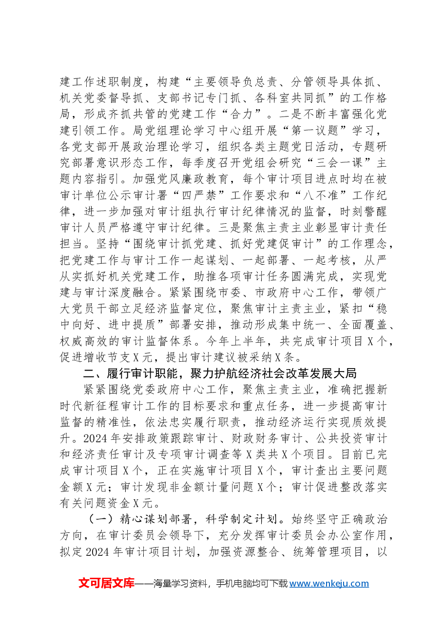 审计局2024年上半年工作总结及下半年工作计划.docx,第3页预览