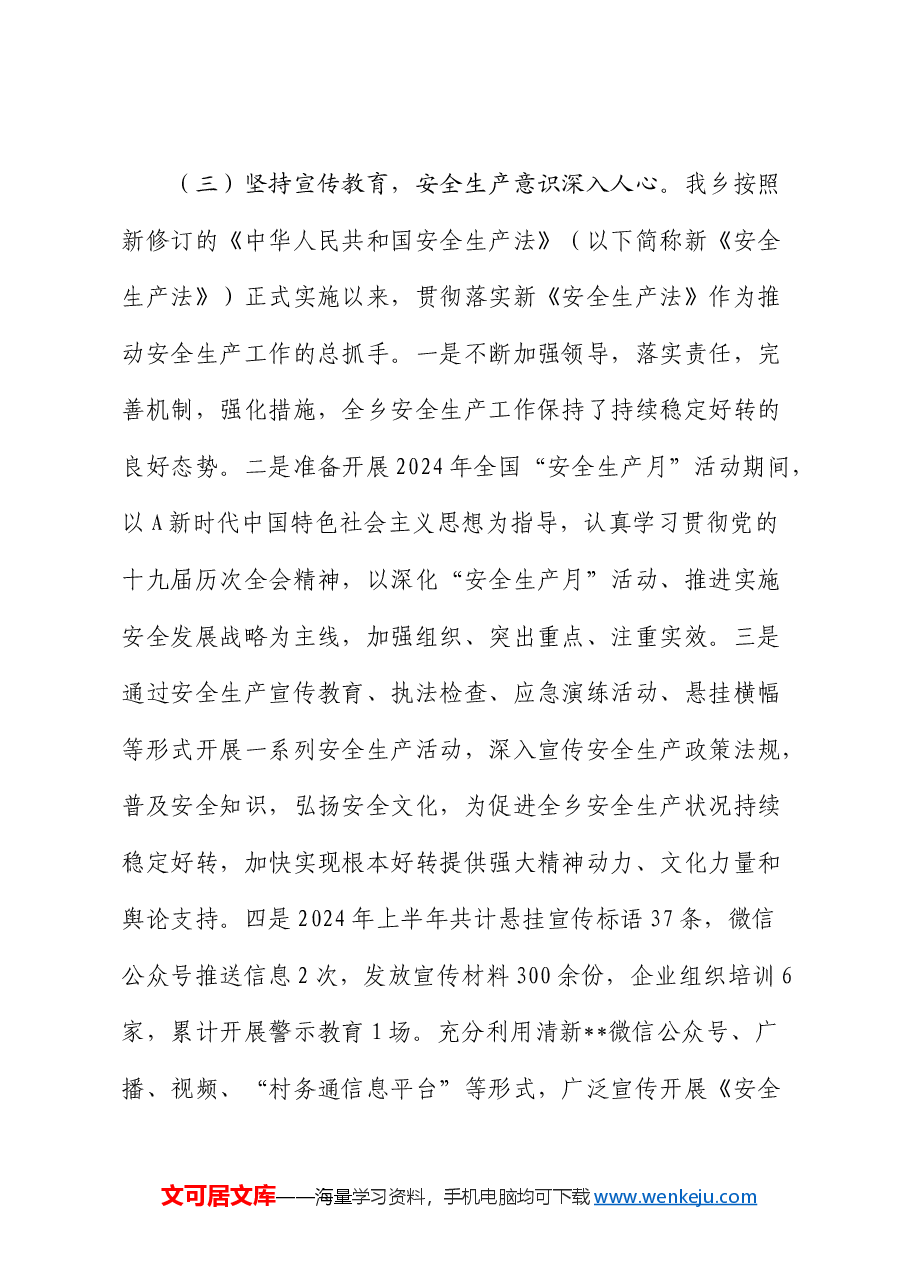 乡镇2024年上半年安全生产工作总结.docx,第3页预览