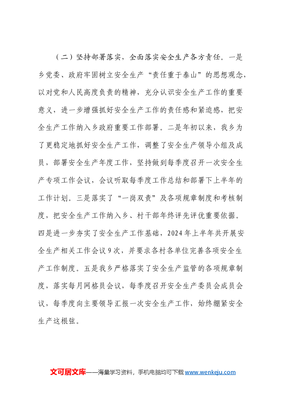 乡镇2024年上半年安全生产工作总结.docx,第2页预览