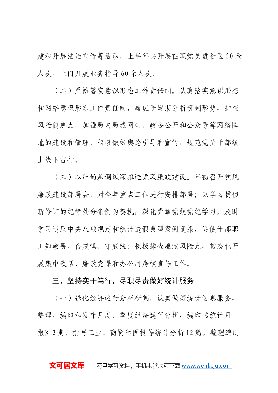 县统计局2024年上半年工作总结暨下半年工作安排.docx,第3页预览