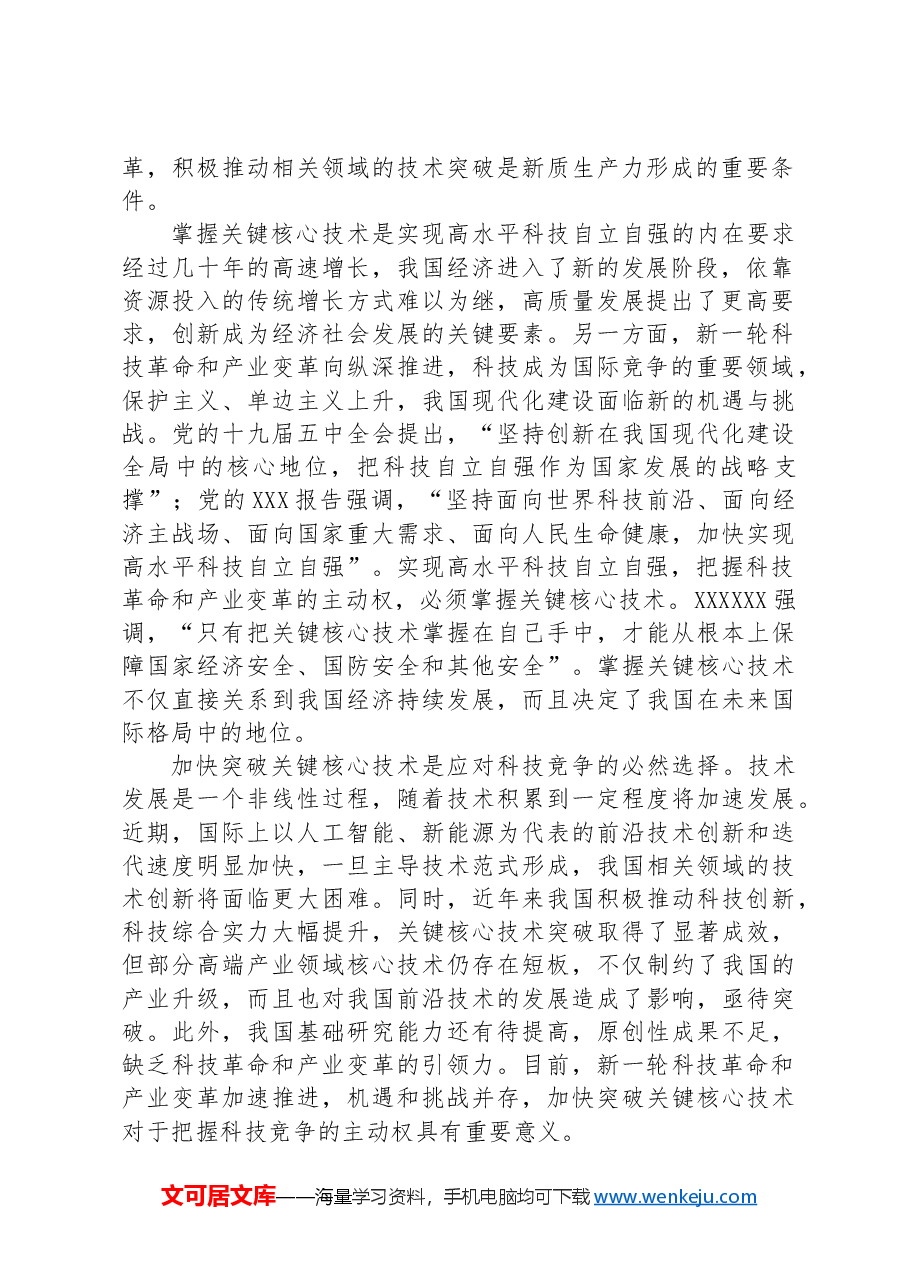 专题党课：打好关键核心技术攻坚战，加快发展新质生产力.docx，第2页预览