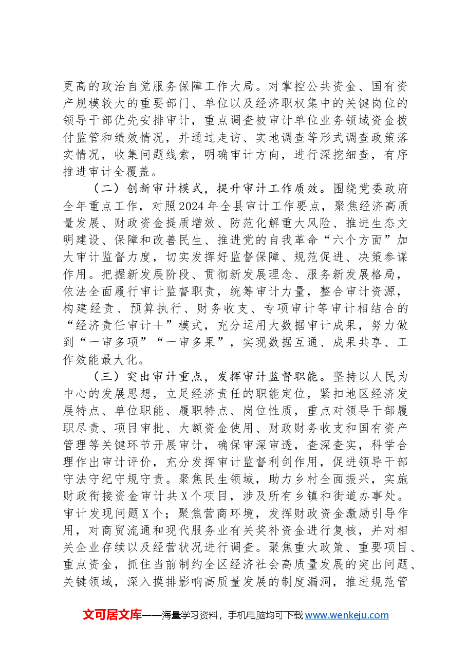 审计局2024年上半年工作总结及下半年工作计划.docx,第4页预览