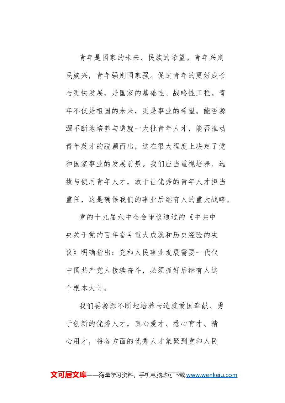 党课讲稿:做好新时代党的青年人才工作(五四青年节、年轻干部、共青团).doc,第2页预览