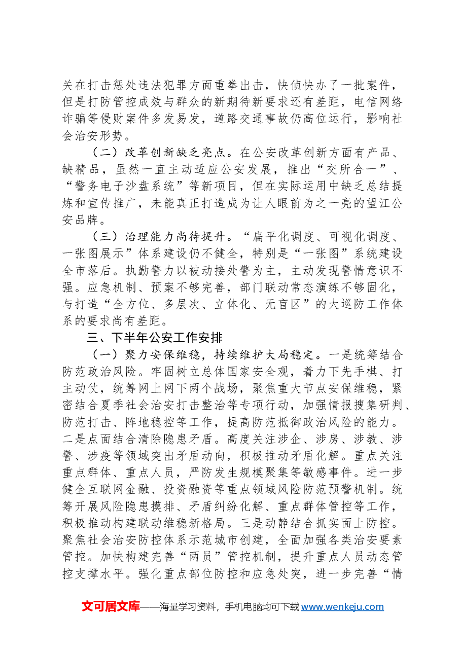 X公安局2024年上半年工作总结暨下半年工作谋划.docx,第3页预览