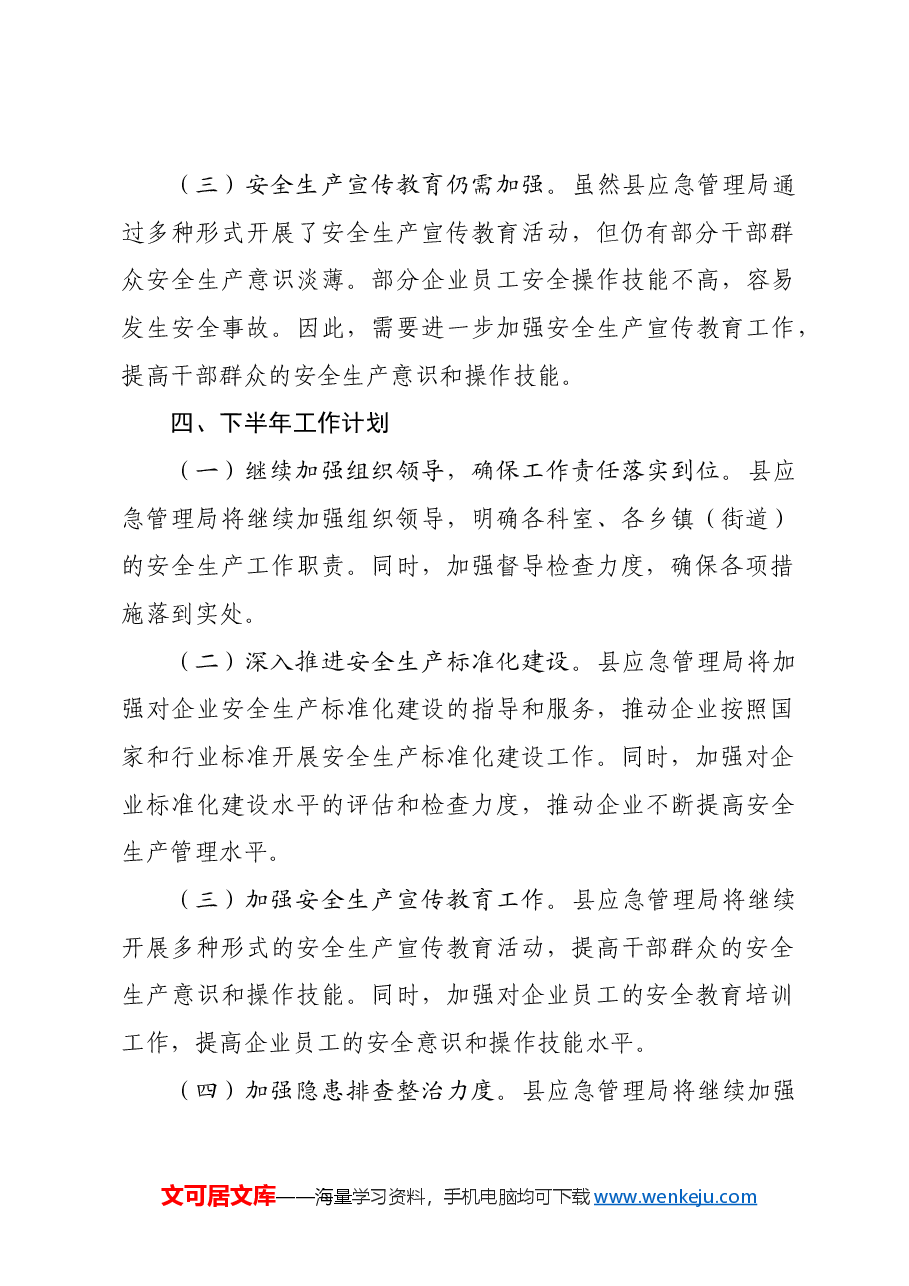 县应急管理局2024年上半年安全生产工作总结.docx,第4页预览