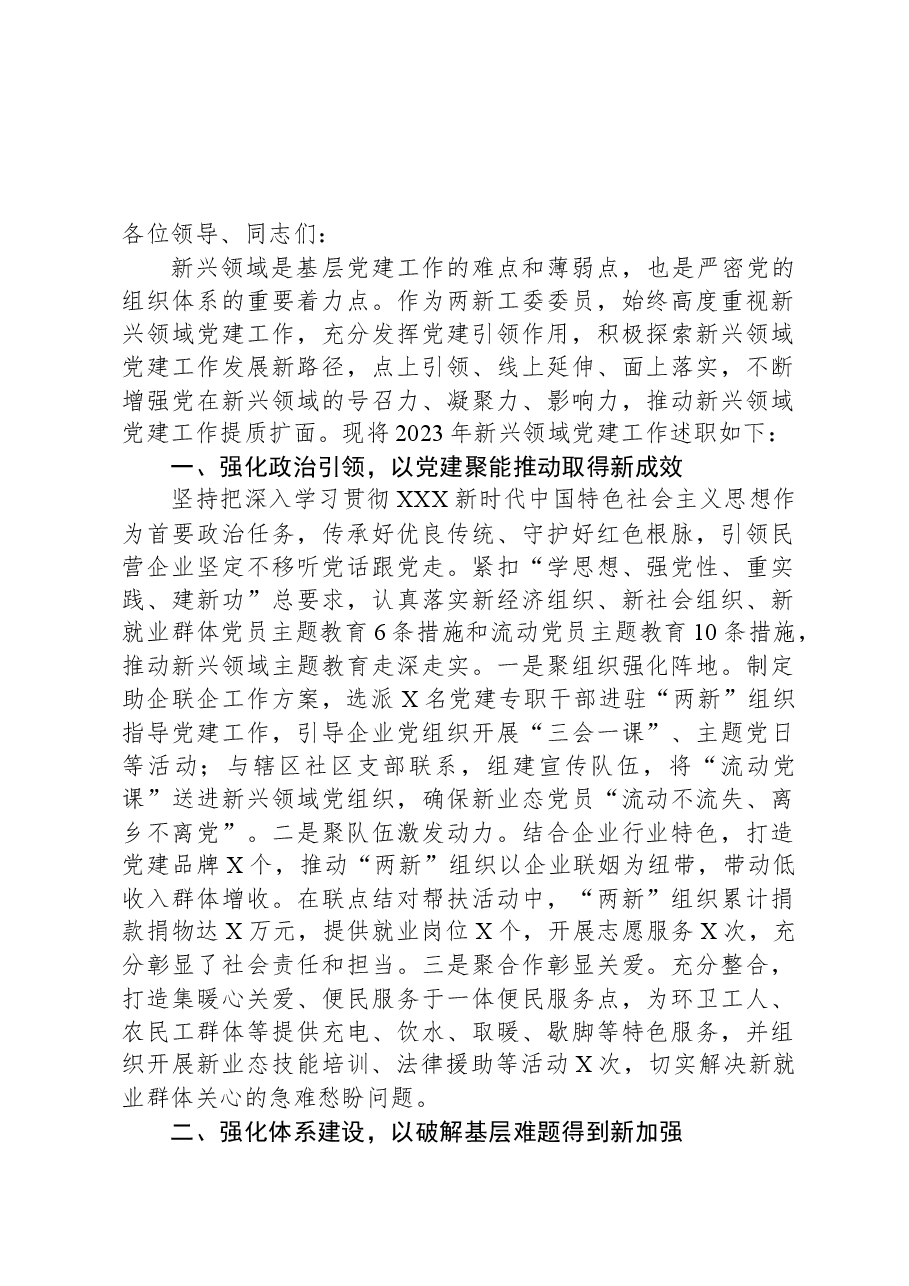 “两新”工委委员抓新兴领域党建工作述职报告.docx，第1页预览