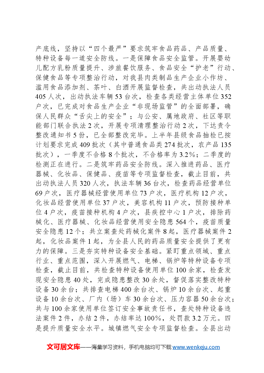 X县市场监督管理局2024年上半年工作总结及下半年工作打算.docx,第3页预览