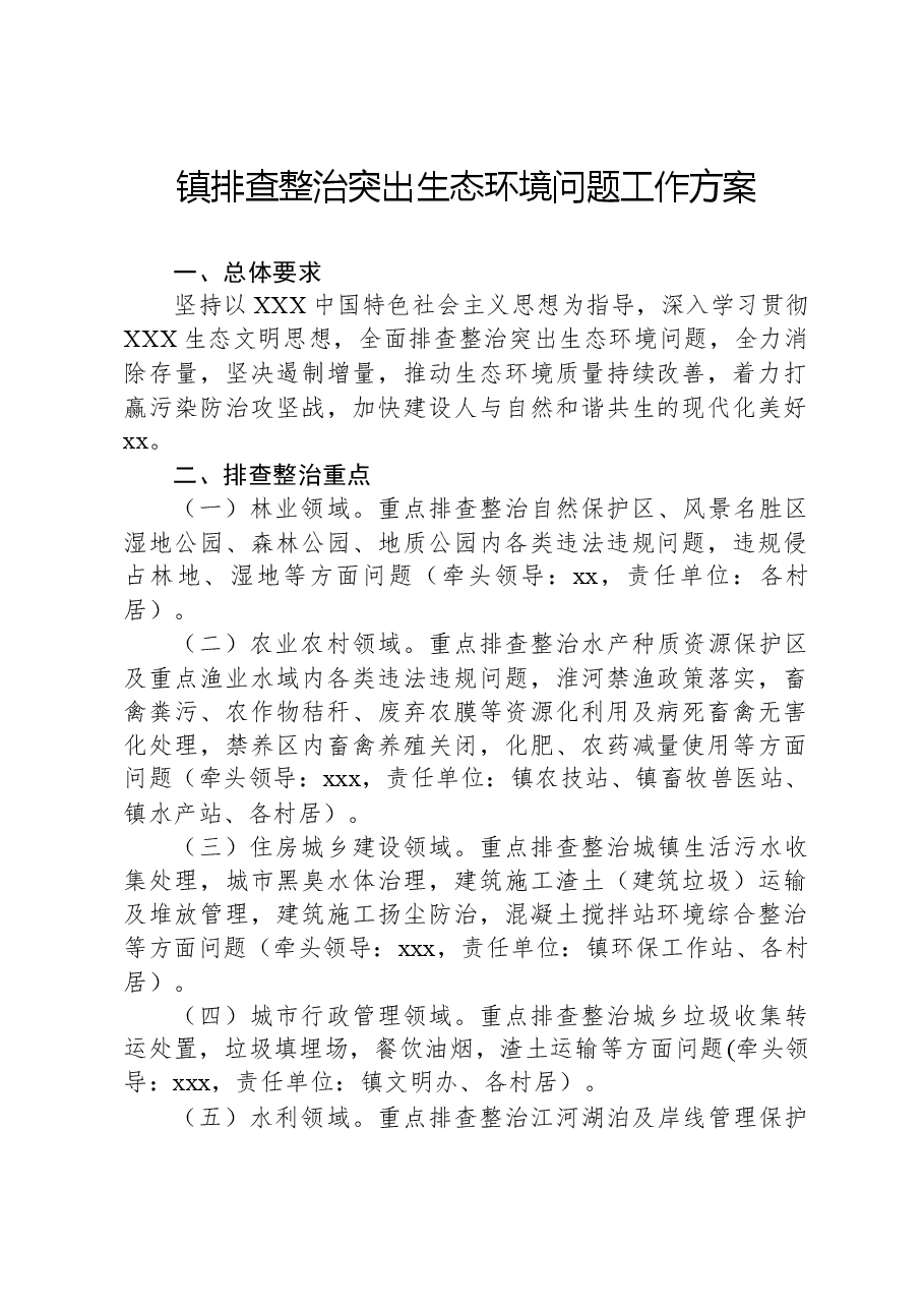 镇排查整治突出生态环境问题工作方案.docx，第1页预览
