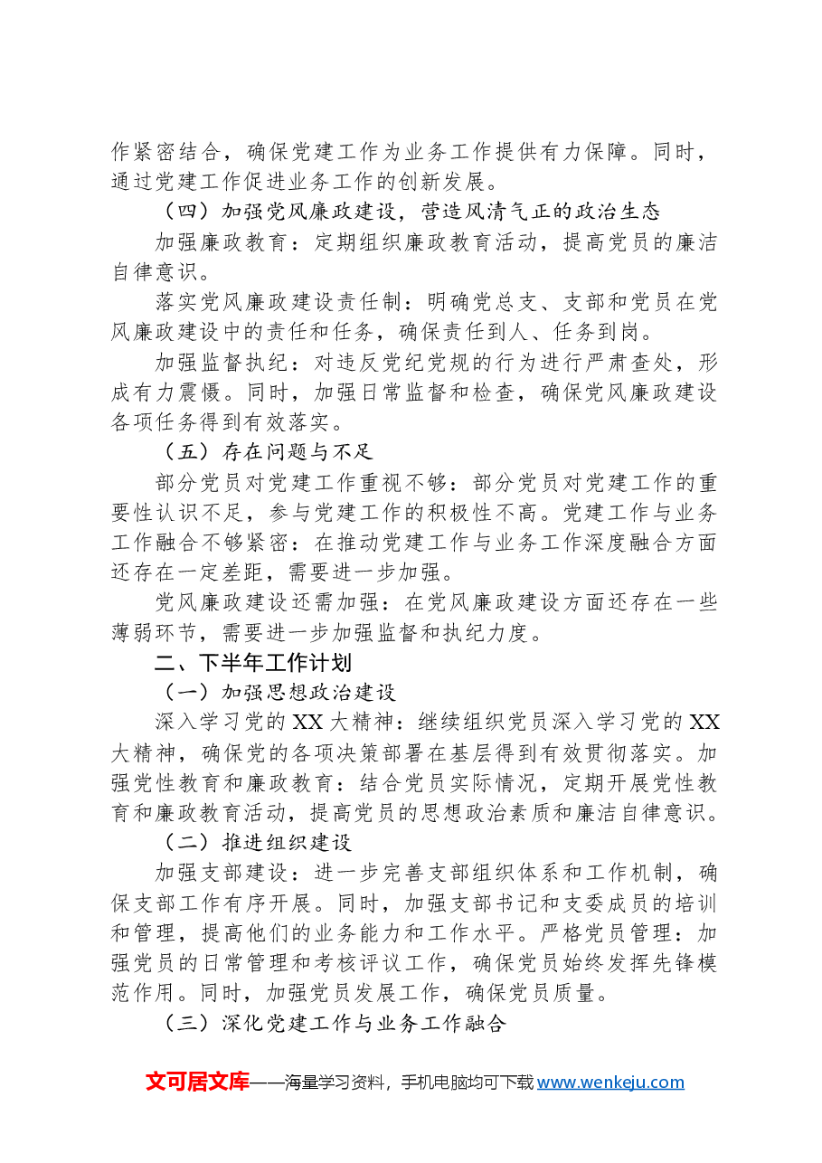 党总支2024年上半年工作总结与下半年工作计划 .docx,第2页预览