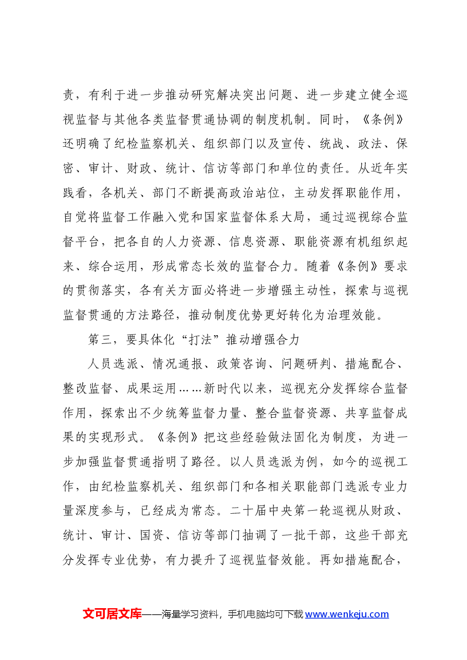 在理论学习中心组集体学习会上的研讨交流发言巡视条例专题.docx,第4页预览