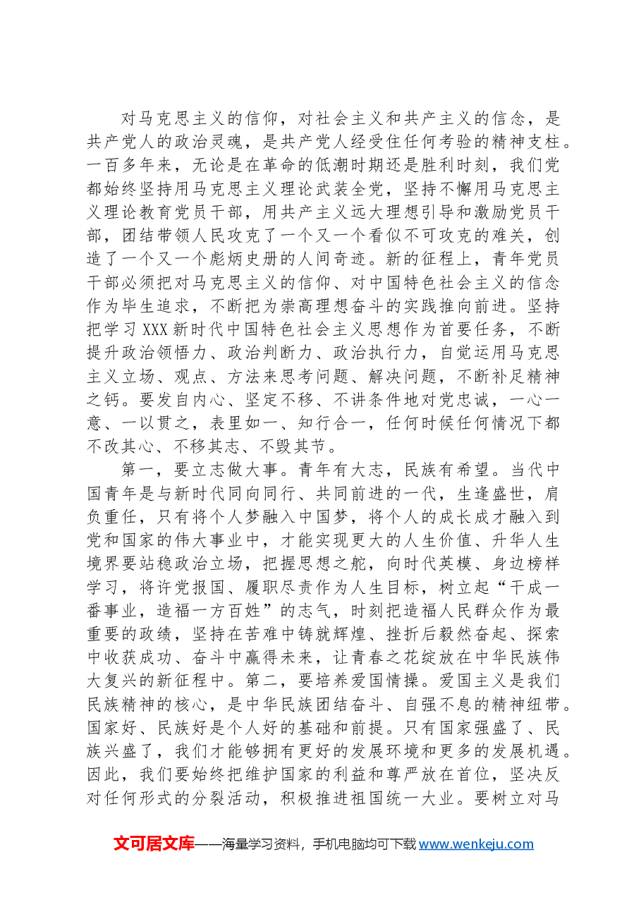 在迎“七一”庆祝建党103周年青年党员干部交流座谈会上的讲话提纲.docx,第4页预览