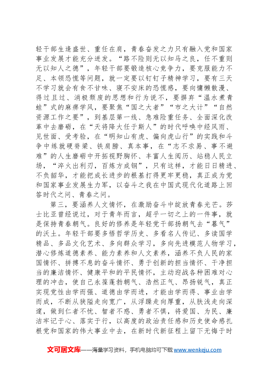 在2024年自然资源系统青年干部座谈会上的讲话.docx,第2页预览