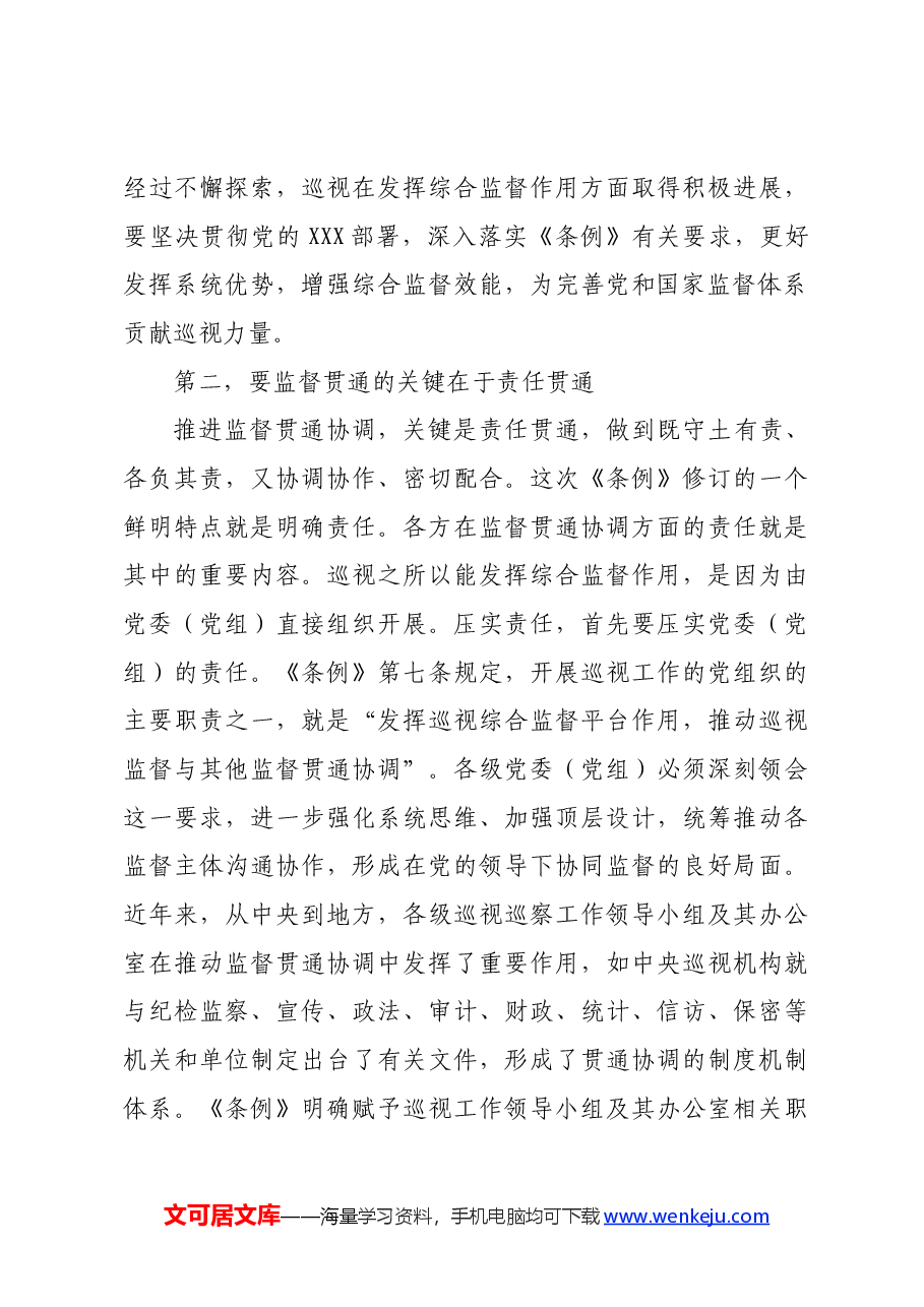 在理论学习中心组集体学习会上的研讨交流发言巡视条例专题.docx,第3页预览