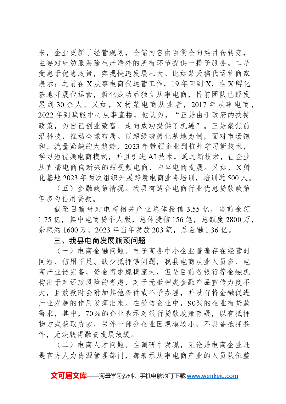 关于X县电商产业发展的调研报告.docx,第4页预览