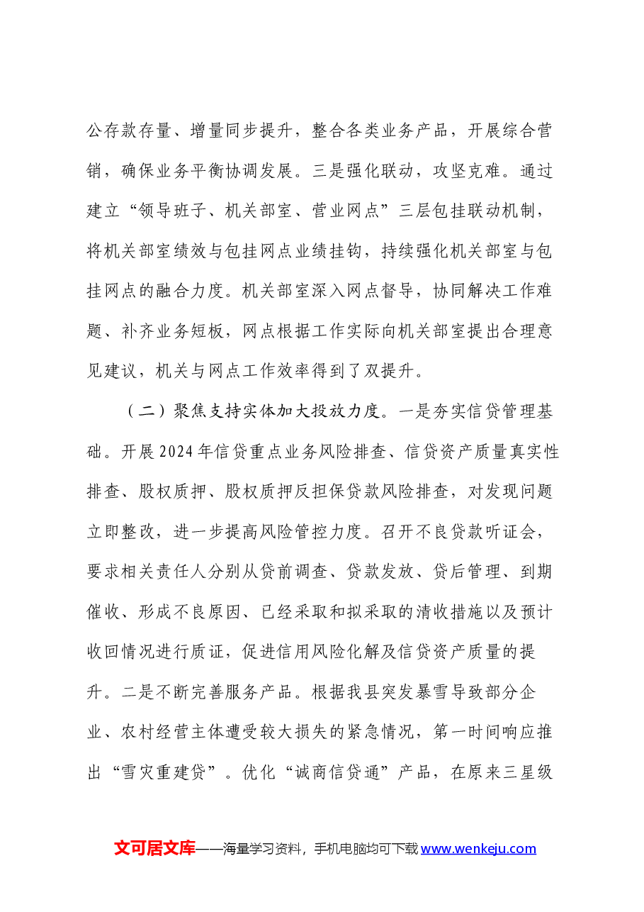 农商银行2024年上半年工作总结和下半年工作打算.docx,第4页预览